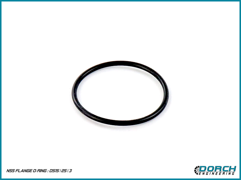 Black rubber O-ring on white background